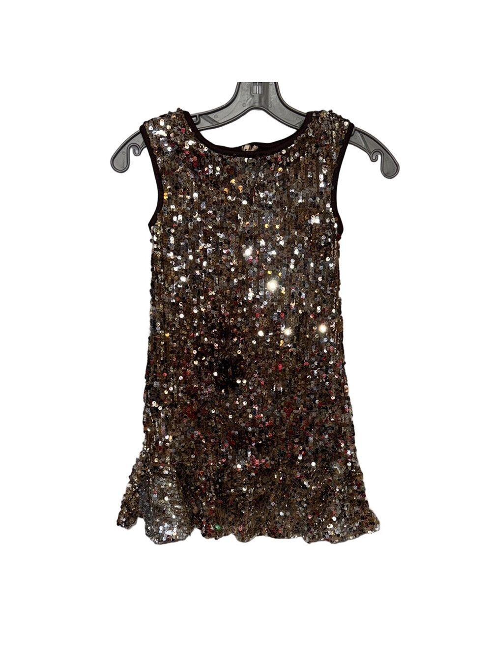 Girls Ruum Sequin Party Dress | Sleeveless | Brown Gold
